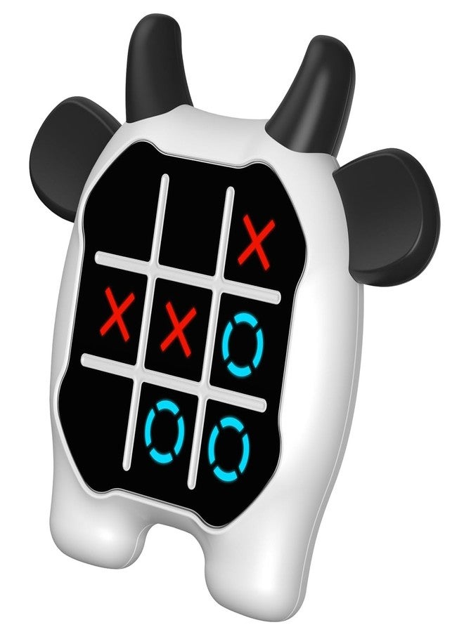 kunya Tic Tac Toe Game, Animal-Themed 3-in-1 Handheld Puzzle Game Console, Board Games for Kids and Adults, Portable Travel Games for Car Ride, Birthday Gifts for Ages 3 (Cow) - Image 1